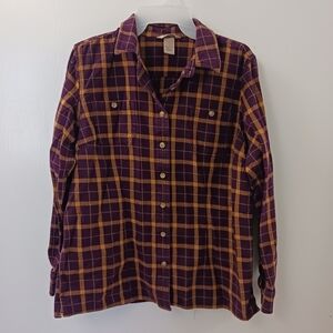 Duluth Trading Co Women's Button Up Plaid Shirt Size Large